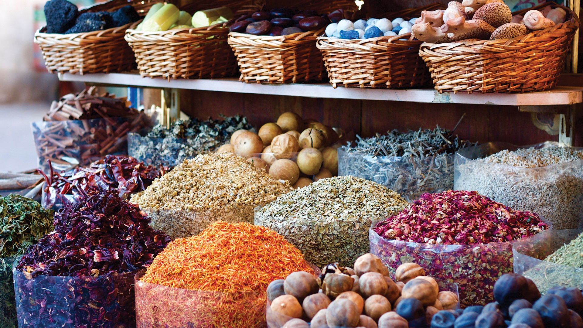 Fresh spices and vegetables at a street stall